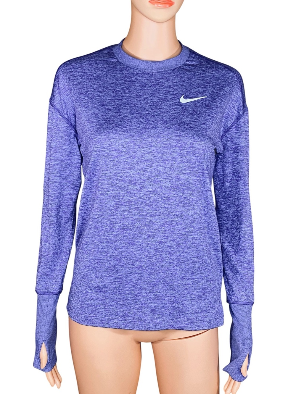 Nike Dri Fit Purple Performance Top Long Sleeve Thumb Holes Gym Wear Workout XS